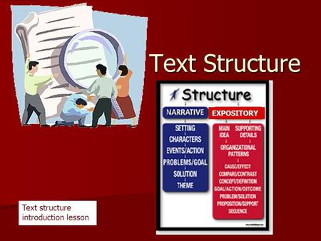 Text Structure Text structure introduction lesson EXPOSITORY