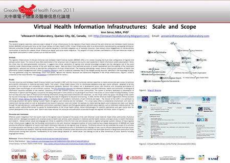 Virtual Health Information Infrastructures: Scale and Scope Ann Séror, MBA, PhD 1 1 eResearch Collaboratory, Quebec City, QC, Canada, Url: