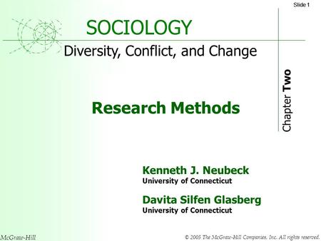 Slide 1 © 2005 The McGraw-Hill Companies, Inc. All rights reserved. McGraw-Hill Slide 1 Chapter Two SOCIOLOGY Diversity, Conflict, and Change Research.