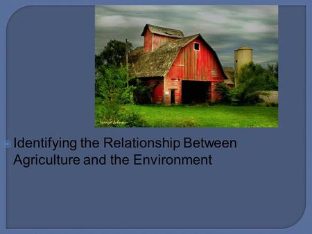  Identifying the Relationship Between Agriculture and the Environment.