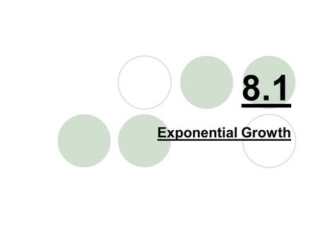 8.1 Exponential Growth. Learning Targets Students should be able to…  Graph exponential growth functions.