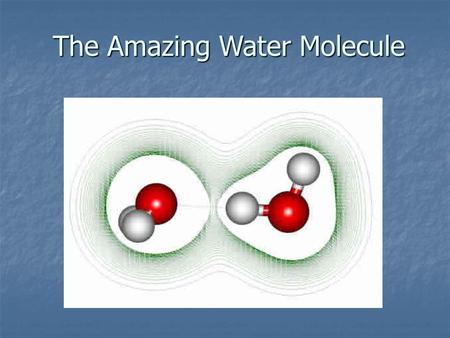 The Amazing Water Molecule. States of Water Water is unique in that it is the only natural state that is found in all three states. Water is unique in.