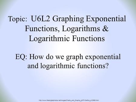 Topic: U6L2 Graphing Exponential Functions, Logarithms & Logarithmic Functions