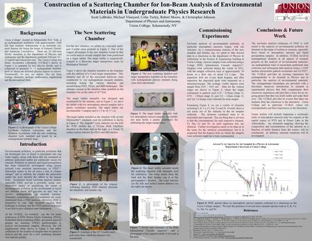 Construction of a Scattering Chamber for Ion-Beam Analysis of Environmental Materials in Undergraduate Physics Research Scott LaBrake, Michael Vineyard,