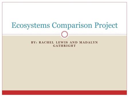 BY: RACHEL LEWIS AND MADALYN GATHRIGHT Ecosystems Comparison Project.