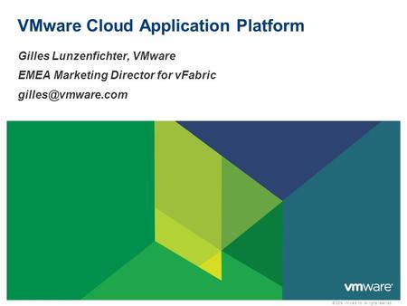 © 2009 VMware Inc. All rights reserved VMware Cloud Application Platform Gilles Lunzenfichter, VMware EMEA Marketing Director for vFabric