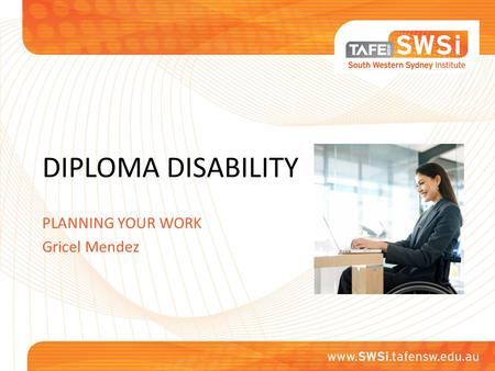 DIPLOMA DISABILITY PLANNING YOUR WORK Gricel Mendez.