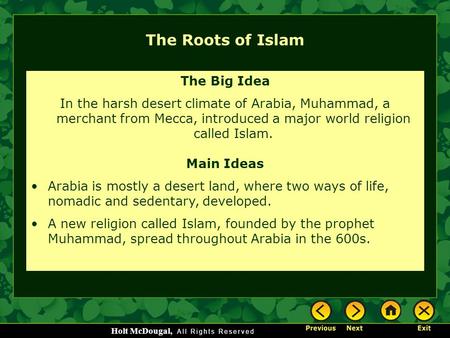 The Roots of Islam The Big Idea