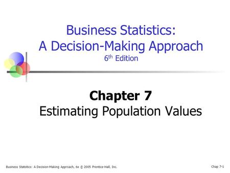 Business Statistics: A Decision-Making Approach, 6e © 2005 Prentice-Hall, Inc. Chap 7-1 Business Statistics: A Decision-Making Approach 6 th Edition Chapter.