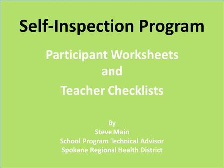 Self-Inspection Program