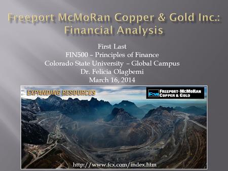 Freeport McMoRan Copper & Gold Inc.: Financial Analysis