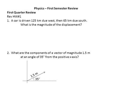 Physics – First Semester Review