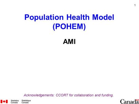 1 Population Health Model (POHEM) AMI Acknowledgements: CCORT for collaboration and funding.