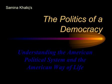 The Politics of a Democracy