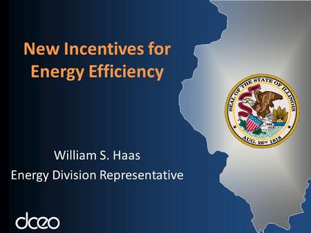 New Incentives for Energy Efficiency William S. Haas Energy Division Representative.