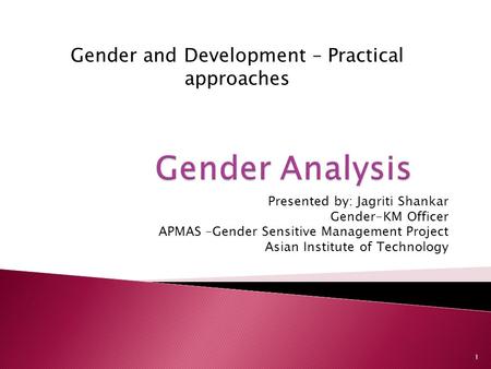 Gender and Development – Practical approaches