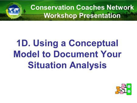 1D. Using a Conceptual Model to Document Your Situation Analysis Conservation Coaches Network Workshop Presentation.