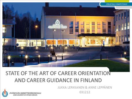State of the art of career orientation and career guidance in Finland