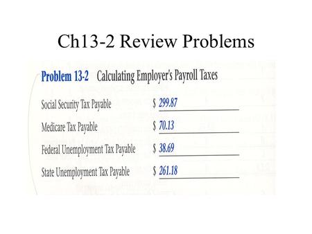 Ch13-2 Review Problems. Section 3Tax Liability Payments and Tax Reports What You’ll Learn  How to pay payroll tax liabilities.  Which tax reports.