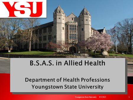 B.S.A.S. in Allied Health Department of Health Professions Youngstown State University B.S.A.S. in Allied Health Department of Health Professions Youngstown.