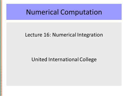 Numerical Computation