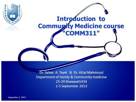 Introduction to Community Medicine course “COMM311”
