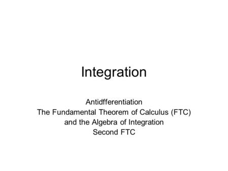 Integration Antidfferentiation