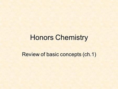 Honors Chemistry Review of basic concepts (ch.1).