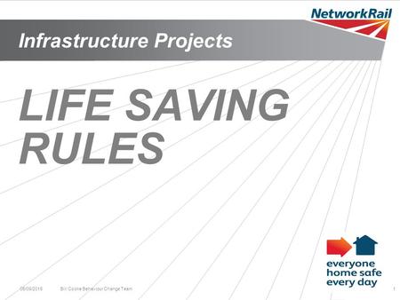Infrastructure Projects 05/09/2015Bill Cooke Behaviour Change Team1 LIFE SAVING RULES.