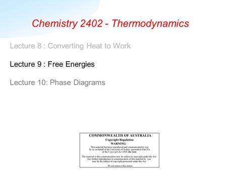 Chemistry Thermodynamics