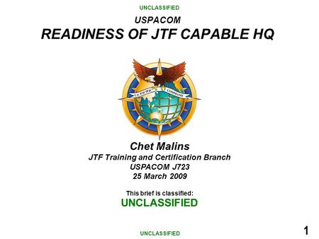 USPACOM READINESS OF JTF CAPABLE HQ
