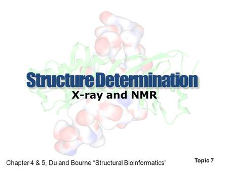 X-ray and NMR Topic 7 Chapter 4 & 5, Du and Bourne “Structural Bioinformatics”