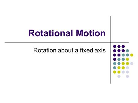 Rotation about a fixed axis