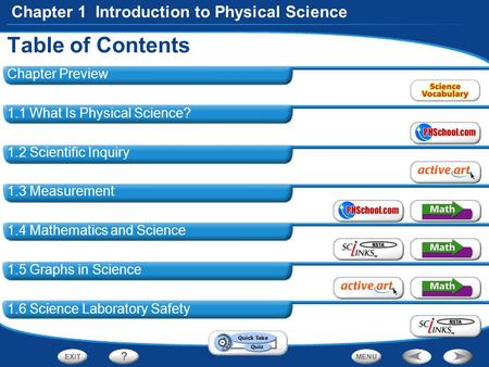Table of Contents Chapter 1 Introduction to Physical Science