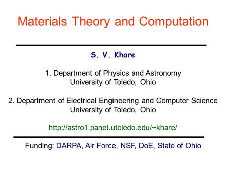 Materials Theory and Computation