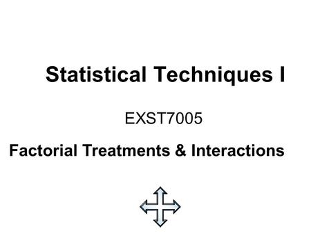 Statistical Techniques I EXST7005 Factorial Treatments & Interactions.
