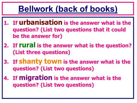 Bellwork (back of books)