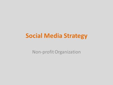 Social Media Strategy Non-profit Organization. Platforms to Establish Facebook Blog Twitter YouTube Linked-In.