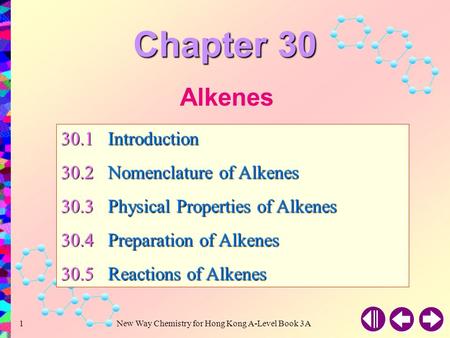 Chapter 30 Alkenes 30.1 Introduction 30.2 Nomenclature of Alkenes