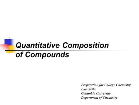 Quantitative Composition of Compounds