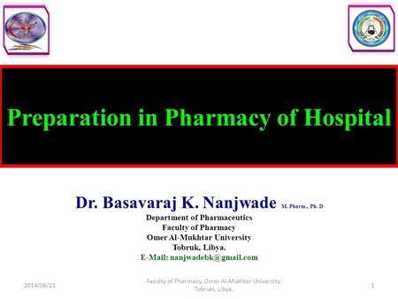 Preparation in Pharmacy of Hospital
