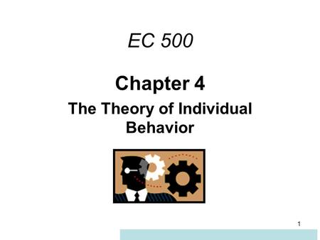Chapter 4 The Theory of Individual Behavior