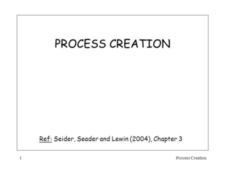 Process Creation1 PROCESS CREATION Ref: Seider, Seader and Lewin (2004), Chapter 3.