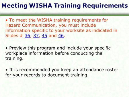 Meeting WISHA Training Requirements