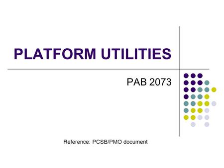 PLATFORM UTILITIES PAB 2073 Reference: PCSB/PMO document.