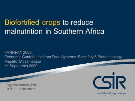 Biofortified crops to reduce malnutrition in Southern Africa
