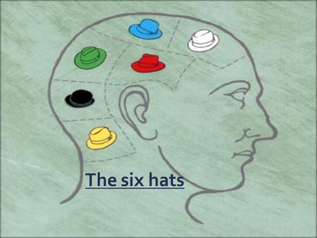 The six hats. Plan  Introduction of the book  N.B about thinking  The white hat  The yellow hat  The red hat  The black hat  The green hat  The.