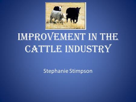 Improvement in the Cattle Industry Stephanie Stimpson.