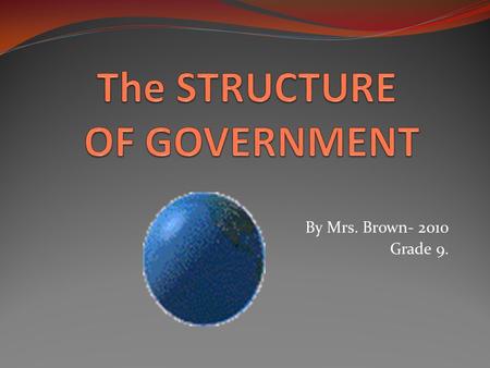 By Mrs. Brown- 2010 Grade 9. To prevent the abuse of power by the government in carrying out its functions, the power has been divided among the THREE.