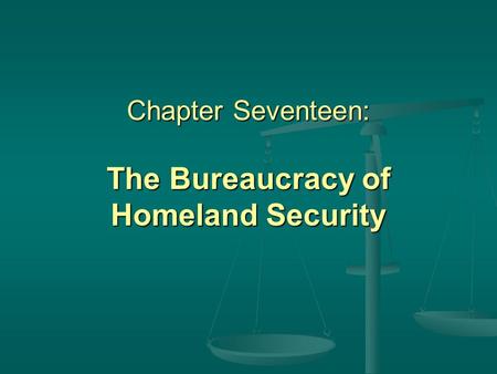 Chapter Seventeen: The Bureaucracy of Homeland Security